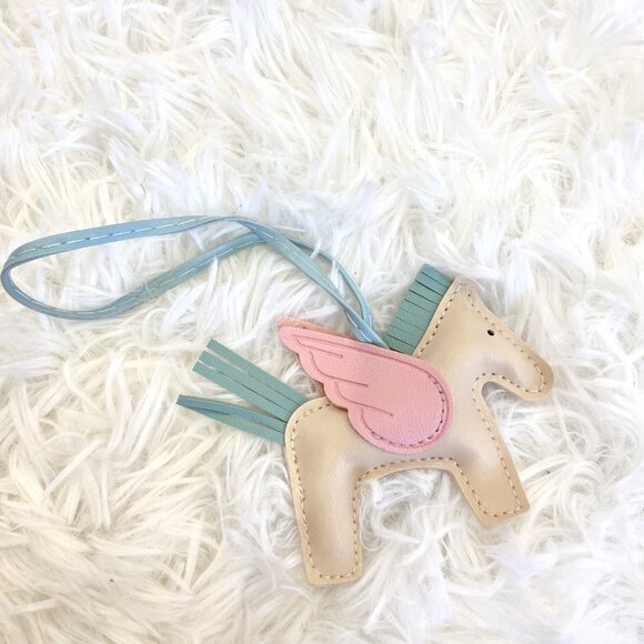 Pink and Beige Pegasus Horse Bag Charm or Keychain - Picture 2 of 2